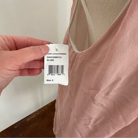 [Diane Von Furstenberg] NWT Pink Silk Dress - Size 8 - Picture 6 of 8